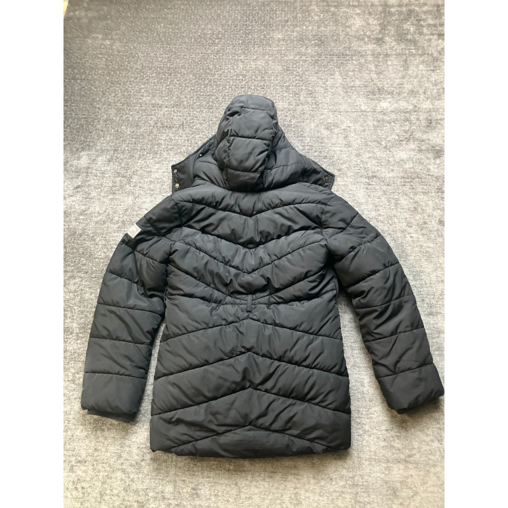 Abercrombie & Fitch Puffer Jacket Kids 9-10 Black Sherpa Lined Hooded Full Zip